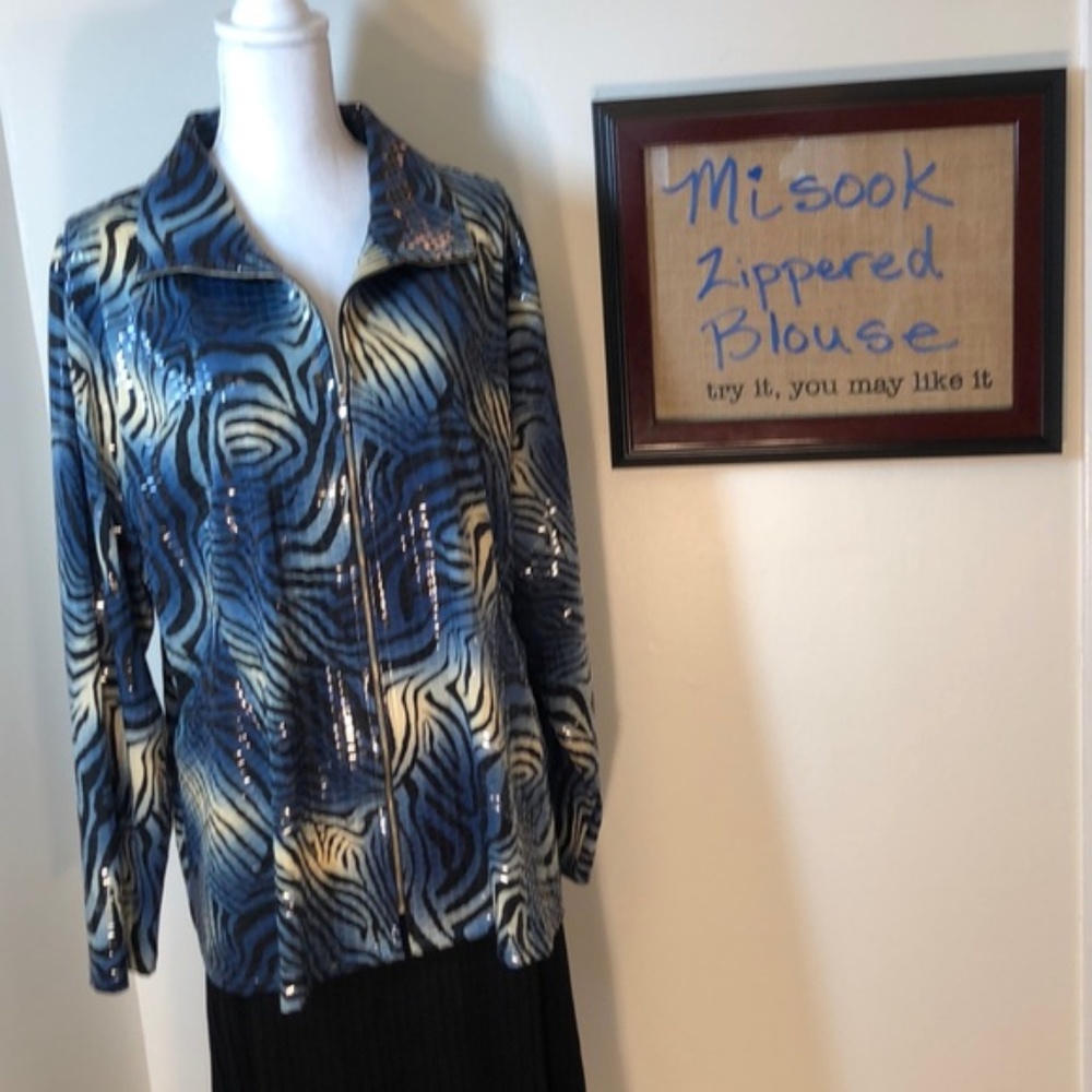 Misook Sequins Animal Print Jacket - 2X